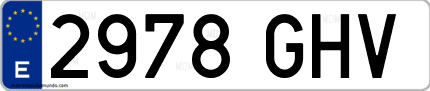 Ejemplo de matrícula de coche ordinaria 2978 GHV