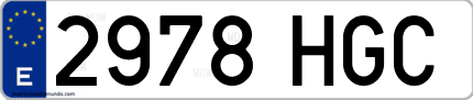 Ejemplo de matrícula de coche ordinaria 2978 HGC