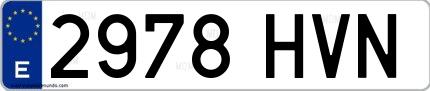 Ejemplo de matrícula española 2978 HVN