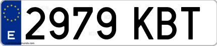 Ejemplo de matrícula de coche ordinaria 2979 KBT