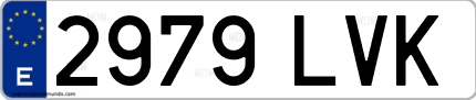 Ejemplo de matrícula de coche ordinaria 2979 LVK