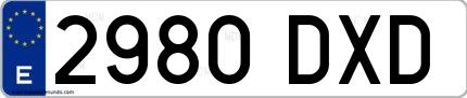 Ejemplo de matrícula española 2980 DXD