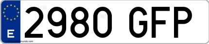 Ejemplo de matrícula española 2980 GFP