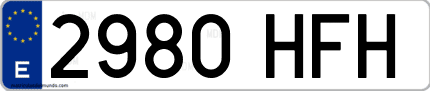 Ejemplo de matrícula de coche ordinaria 2980 HFH
