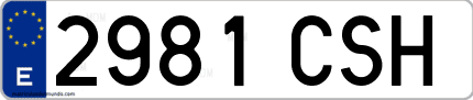 Ejemplo de matrícula de coche ordinaria 2981 CSH