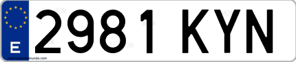 Ejemplo de matrícula de coche ordinaria 2981 KYN