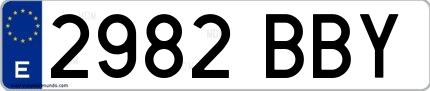 Ejemplo de matrícula española 2982 BBY