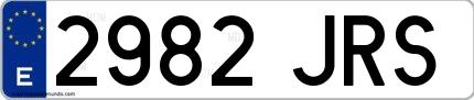 Ejemplo de matrícula española 2982 JRS