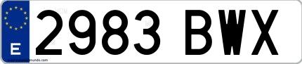 Ejemplo de matrícula española 2983 BWX