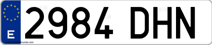 Ejemplo de matrícula de coche ordinaria 2984 DHN