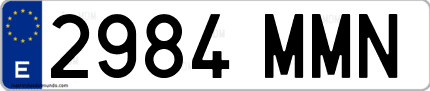 Ejemplo de matrícula de coche ordinaria 2984 MMN