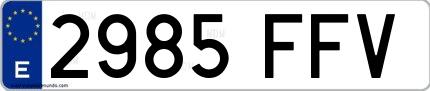Ejemplo de matrícula española 2985 FFV