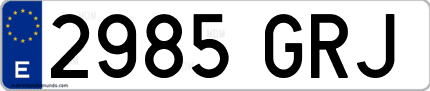 Ejemplo de matrícula de coche ordinaria 2985 GRJ