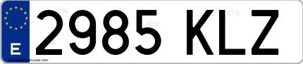 Ejemplo de matrícula española 2985 KLZ