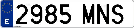 Ejemplo de matrícula de coche ordinaria 2985 MNS