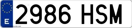 Ejemplo de matrícula española 2986 HSM