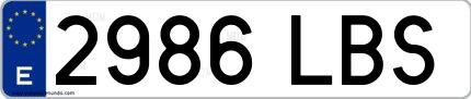 Ejemplo de matrícula española 2986 LBS
