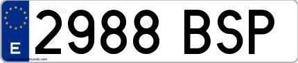 Ejemplo de matrícula española 2988 BSP
