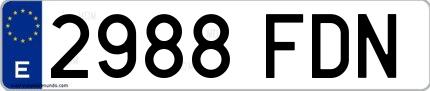 Ejemplo de matrícula española 2988 FDN