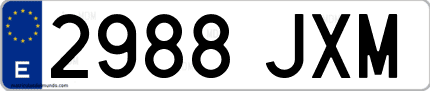 Ejemplo de matrícula de coche ordinaria 2988 JXM