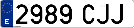 Ejemplo de matrícula de coche ordinaria 2989 CJJ