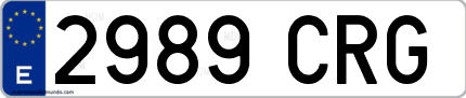 Ejemplo de matrícula de coche ordinaria 2989 CRG