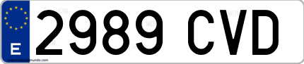Ejemplo de matrícula de coche ordinaria 2989 CVD