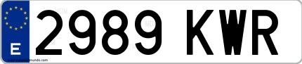 Ejemplo de matrícula española 2989 KWR