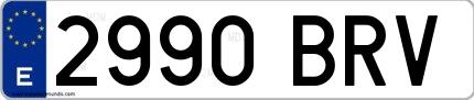 Ejemplo de matrícula española 2990 BRV