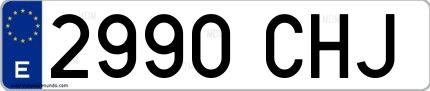 Ejemplo de matrícula española 2990 CHJ
