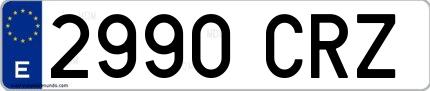 Ejemplo de matrícula española 2990 CRZ