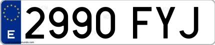 Ejemplo de matrícula española 2990 FYJ