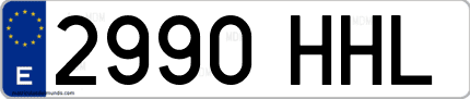 Ejemplo de matrícula de coche ordinaria 2990 HHL