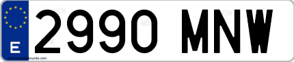 Ejemplo de matrícula de coche ordinaria 2990 MNW