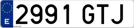 Ejemplo de matrícula española 2991 GTJ