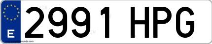 Ejemplo de matrícula española 2991 HPG