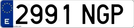 Ejemplo de matrícula española 2991 NGP