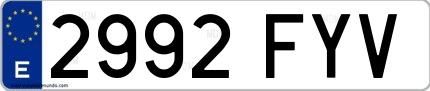 Ejemplo de matrícula española 2992 FYV