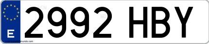 Ejemplo de matrícula española 2992 HBY