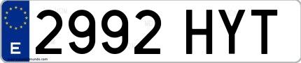 Ejemplo de matrícula española 2992 HYT