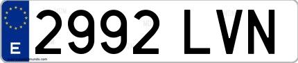 Ejemplo de matrícula española 2992 LVN