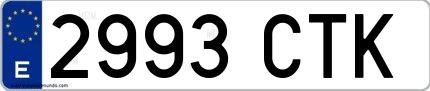 Ejemplo de matrícula española 2993 CTK