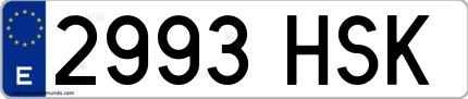 Ejemplo de matrícula española 2993 HSK