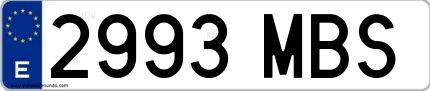 Ejemplo de matrícula española 2993 MBS