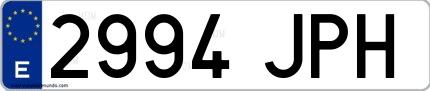 Ejemplo de matrícula española 2994 JPH