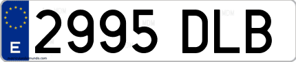 Ejemplo de matrícula de coche ordinaria 2995 DLB