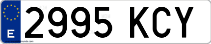 Ejemplo de matrícula de coche ordinaria 2995 KCY