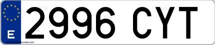 Ejemplo de matrícula española 2996 CYT