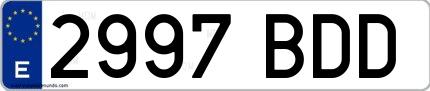 Ejemplo de matrícula española 2997 BDD
