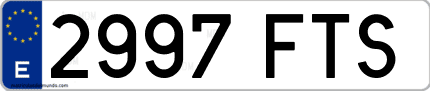 Ejemplo de matrícula de coche ordinaria 2997 FTS
